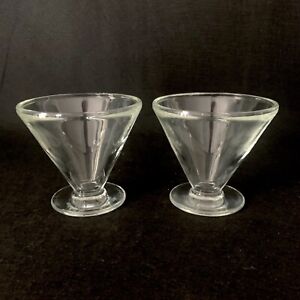 Pair (2) La Rochere Footed Plain Glass Ice Cream Bowls Made in France