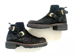 Stivali in pelle scamosciata nera Versus Versace con fibbia scarpe da uomo US 7 UK 6 RARI - Foto 1 di 15