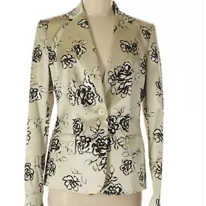 NWOT Ellen Tracy Beige Linda Allard Floral Satin jacket blazer 14P (i 1) - Picture 1 of 2
