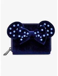 Loungefly Disney Minnie Mouse Samt Perlenohren Reißverschluss Geldbörse-Neu mit Etikett - Bild 1 von 4