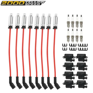 8 Pack Square Ignition Coil & Spark Plug Wire Fit For GMC Chevy 4.8L 5.3L 6.0L  - Picture 1 of 12