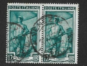 ITALIA 1950 - PAR - SG766 LA TIMONE (Pescador) 12 L. Azul Verde - Usado VENECIA - Imagen 1 de 1