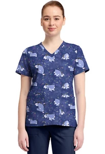 Eeyore Cherokee Scrubs Tooniforms Disney Winnie The Pooh V Neck Top TF796 PHYT - Picture 1 of 6