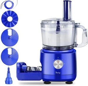 Food Processor 7 Cup Built-in Storage Drawer Small Food Processors 3-Speed Blue - Picture 1 of 6
