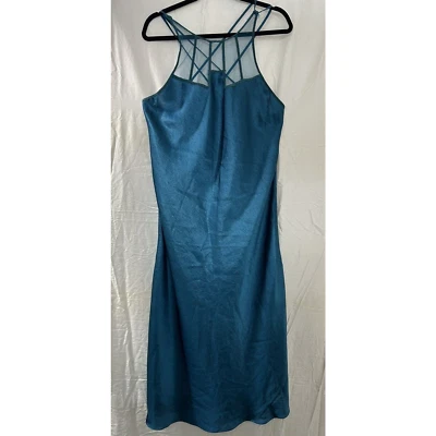 Maxi abertura lateral Victoria's Secret Gold Label verde azulado grande años 90 Y2K hada satinada Foto 1 de 4