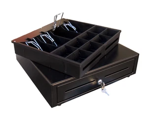 BLITZKASSE KASSENSCHUBLADE KASSENLADE GELDLADE SCHWARZ NEU 41 x41 x10 ELEKTRISCH - Bild 1 von 3