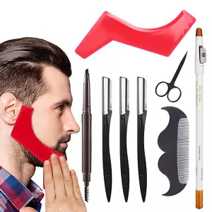 8PCS Beard Styling Shaping Template Comb Barber Tool Trimming Guide Set - Picture 1 of 10