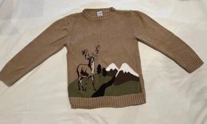 Gymboree Tan Crew Neck Sweater w/ Mountain Design, Size 5-6 - Picture 1 of 1