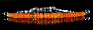 Solid 925 Sterling Silver Natural Ethiopian Opal Gemstone Beads 7"Bracelet F1928 - Picture 1 of 5