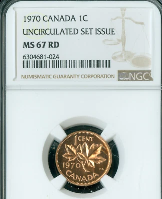 1970 CANADA CENT NGC MS67 RD PQ CAMEO FINEST GRADED & SPOTLESS * - Image 1 of 2