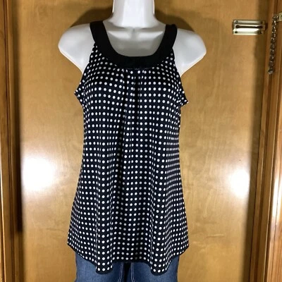 Camiseta sin mangas para mujer Iz Byer California talla XL negra con lunares blancos Foto 1 de 4