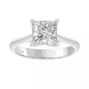 2.50 ct Lab Grown Princess Diamond Solitaire Engagement Ring 14k White Gold - Picture 1 of 6