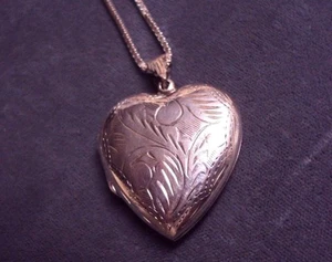 Colgante de corazón soplado grabado de plata esterlina 925 de colección de 1""x1"" con cadena de caja de 30 - Imagen 1 de 5