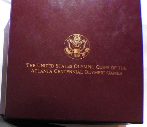 1996 ATLANTA OLYMPICS COMMEMORATIVE 4 COIN PROOF SET COA OGP GOLD FREE S&H Cover