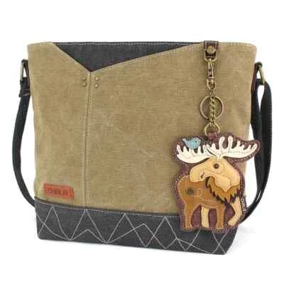 New CHALA PRISM Crossbody  Olive Green MOOSE Coin Purse  Canvas Medium gift - Image 1 of 4