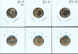 1987 P, D, & S ROOSEVELT DIMES CH BU (3G745) - Picture 1 of 1