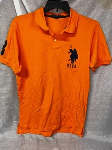 Vintage US Polo Assn. Shirt Mens Medium Orange Big Pony #3 Logo Short Sleeve - Picture 1 of 4