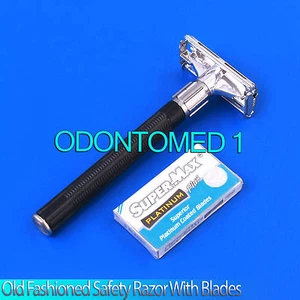 Old Fashioned Safety Razor Heavy Duty Butterfly Style With 20 Pcs Razor Blade Nw - Picture 1 of 3
