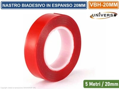 NASTRO BIADESIVO TRASPARENTE IN ESPANSO VBH 5MT 20MM SPESSORE 0.5MM EXTRA FORTE - Immagine 1 di 2