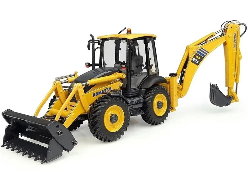 KOMATSU WB97S-8 BACKHOE LOADER YELLOW 1/50 DIECAST BY UNIVERSAL HOBBIES UH8139 - Image 1 of 1