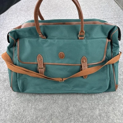 Bolso de Lona Polo Ralph Lauren Cuero Verde Borde Correa para el Hombro Fin de Semana Foto 1 de 4