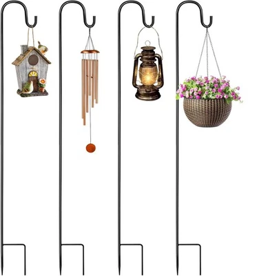 4 Stk 150cm Garten Schäferhaken, Hirtenstab Metall Gartenstab Vogelfutterspender - Bild 1 von 4