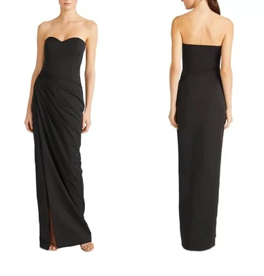 Новый ML MONIQUE LHUILLIER черный TALIA плиссированные искусственного надежном вечернее платье 14 - Изображение 1 из 4