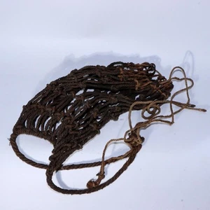 Antique Japanese Rope Bag Folk Craft Traditional Handwoven Carrying Bag Firewood - Picture 1 of 10