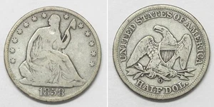 X6746 1858-O Liberty Seated Half Dollar 50c, VG - Picture 1 of 1