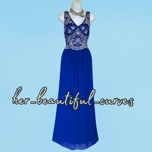 QUIZ VESTIDO MAXI DE FIESTA DE NOCHE BORDADO CON CUENTAS LENTEJUELAS TALLA 18 - Imagen 1 de 6