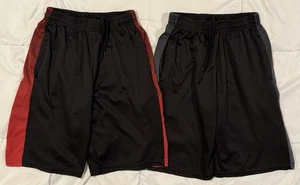 Real essentials Boy's Mesh Summer Shorts 2 Pack Medium 8/10 Black Red EUC Sports - Picture 1 of 9