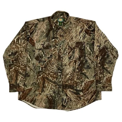 Cabela's Mossy Oak Duck Blind Camo Double Pocket Long Sleeve Shirt XL Regular - Image 1 of 4
