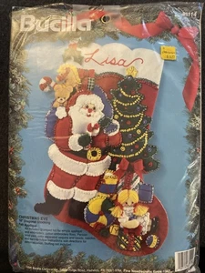 Vintage Bucilla Felt Applique Stocking Santa CHRISTMAS EVE Kit 83114 - 1994 - Picture 1 of 5