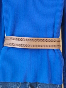 Vince Camuto Faux Leather Braided Belt Fashion Snap Closure Elastic Band Sz S/ M - Picture 1 of 8