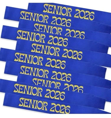 SENIOR 2026 ~Faja Graduada~ Azul Real y Oro Brillo Grado LOTE CONJUNTO A GRANEL de 10 Foto 1 de 4