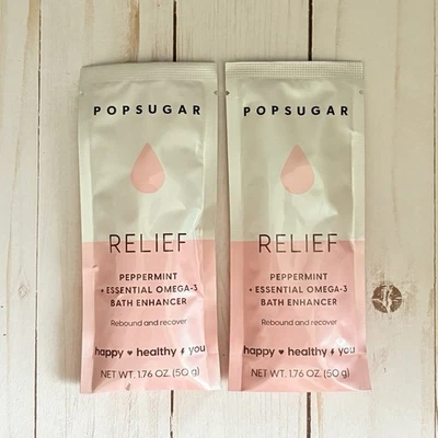 Paquete de 2 POPSUGAR Alivio Menta + Omega 3 Potenciador de Baño 1.76 OZ Cada Paquete Foto 1 de 2