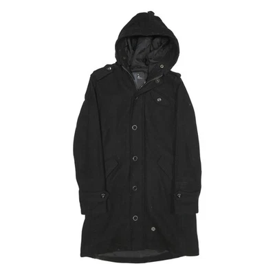 G-STAR Mens Black Wool Blend Hooded Button Jacket S Wool Blend Hooded Coat - Image 1 of 4