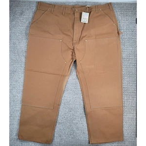 Carhartt Men's Double Knee Work Dungaree Pants B01 BRN Brown 50x30 Faded - Picture 1 of 15