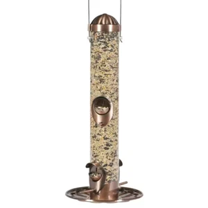 2-in-1 Copper Hanging Bird Feeder - 1 Lb. Capacity | Wild Antique Perky Pet Lb - Picture 1 of 12