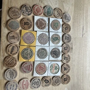 30 Mixed Different Wooden Nickels As Shown In Pictures. From 60s- 2000 VTG - Picture 1 of 24