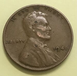 1941 Lincoln Wheat Penny-No Mint Mark-L Error One Cent Coin L@@k!