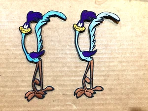 VINTAGE LOT 2 Road Runner Beep Beep FABRIC 5 INCH HIGH SEWABLE PATCHES NEW - Picture 1 of 2