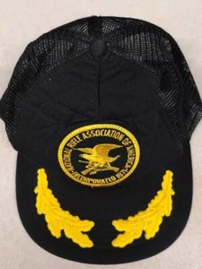 Vintage NRA National Rifle Association Hat Cap Trucker Snapback Black Gold - Picture 1 of 5