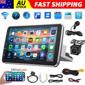 Single 1 DIN Rotatable 10.1'' Screen Android 13 Car Stereo Radio GPS Head Unit - Picture 1 of 14