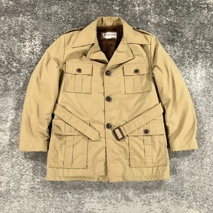 VTG McGregor Safari Coat Jacket Mens 38 Beige Belted Faux Fur Lined 70s USA Made - Picture 1 of 16
