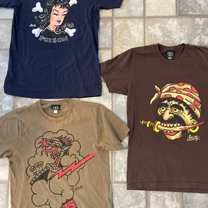 Sailor Jerry 3 T Shirts Sz S Pirate Poison Dragon Graphic Print Lot VTG Tatoo - Picture 1 of 16