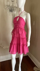 one33 social bright pink barbiecore halter ruffle Size 12 nwt - Picture 1 of 21