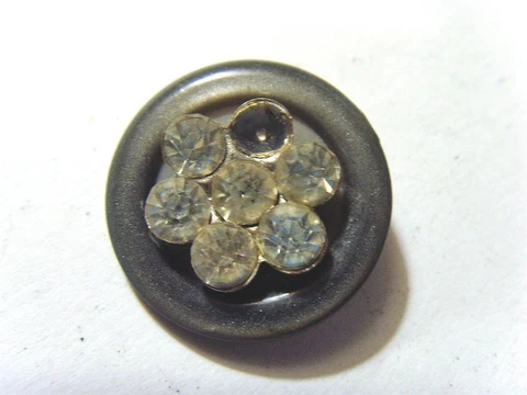 1920s antique 22 mm collector button bejeweled diamante as is 51563 Cover