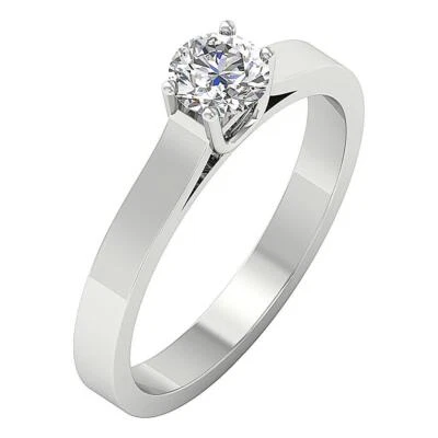 14K White Gold Solitaire Anniversary VS1 F 0.50Ct Lab Grown Diamond Ring 5.10 mm - Image 1 of 4