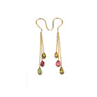 18k Yellow Gold Earrings Multi tourmaline Earring Women's Bridal Wedding Jewelry